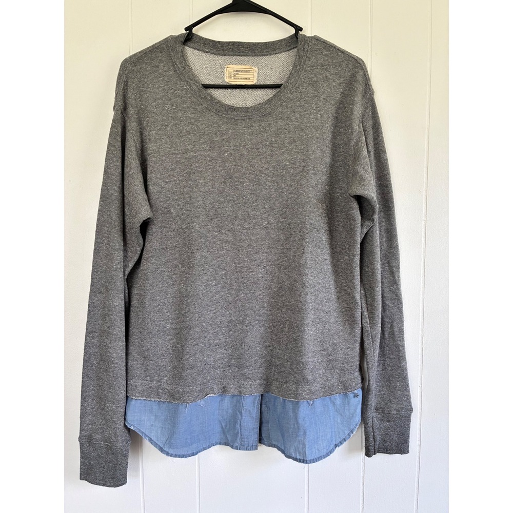 Current Elliott The Detention Sweatshirt Heather Grey Chambray Layered Top 1 L
